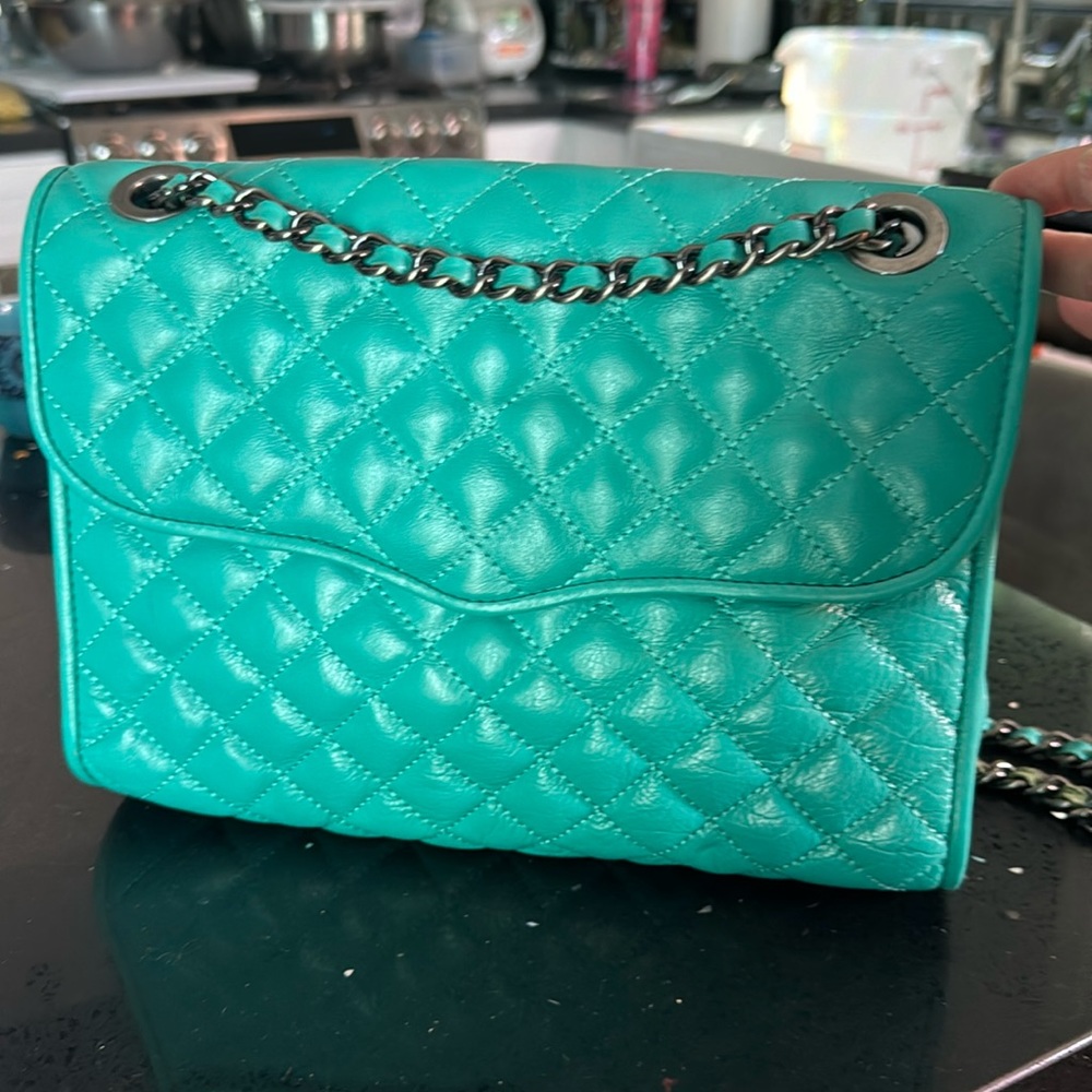 Rebecca Minkoff Quilted Turquoise Chain Shoulder Bag